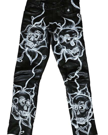 Skullflowers Leather Pants