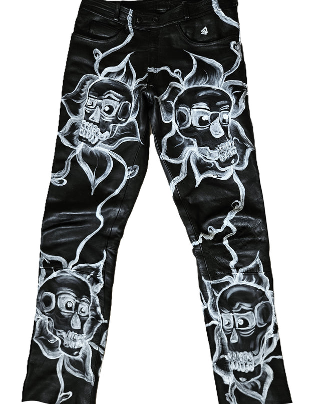 Skullflowers Leather Pants
